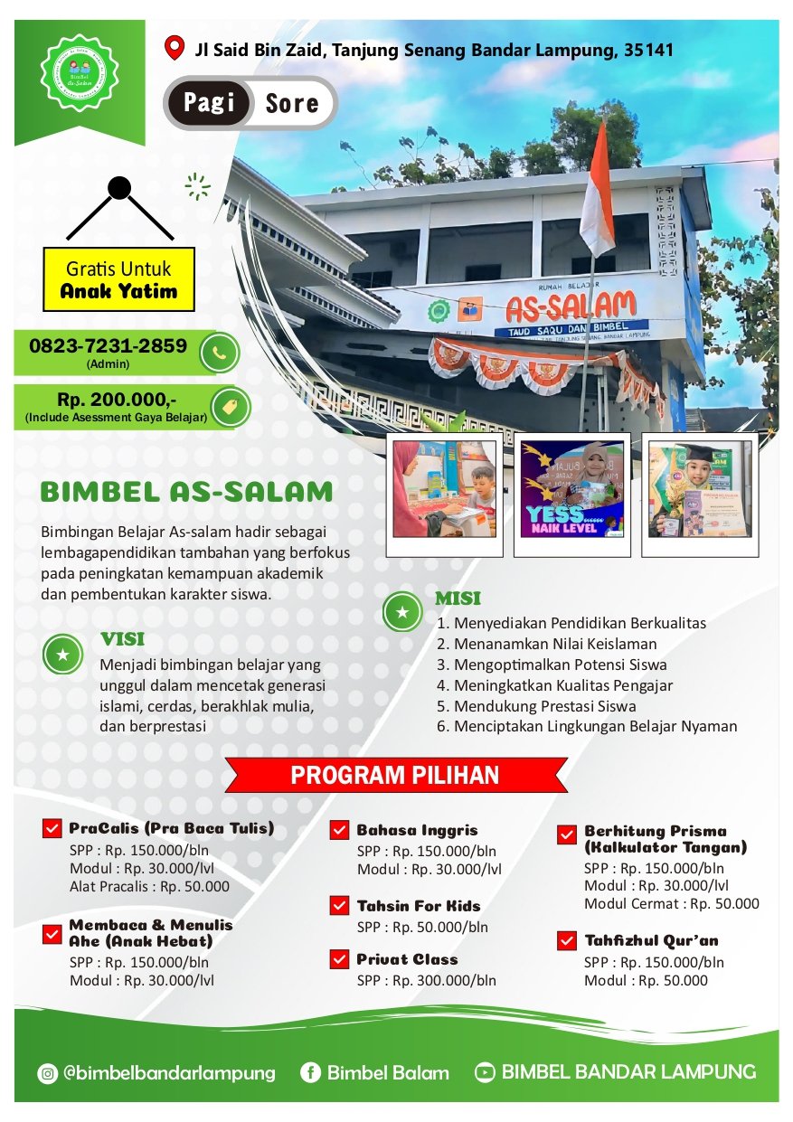 Brosur Bimbel As-Salam